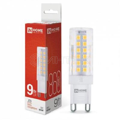 Лампа светодиодная LED-JCD 9Вт капсульная прозрачная 4000К нейтр. бел. G9 860лм 230В IN HOME 4690612036380 изображение, фото
