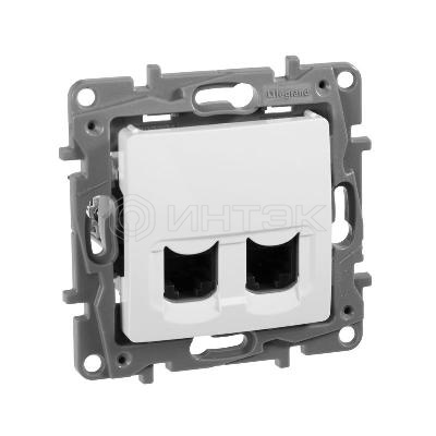 Розетка компьютерная 2-м СП Etika RJ45 кат.5E UTP механизм бел. IEK 672255 изображение, фото