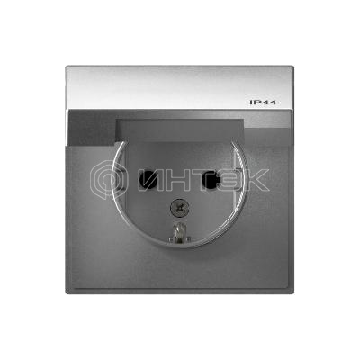 Розетка ArtGallery 16А IP44 с заземл. защ. шторки с крышкой механизм алюм.  Systeme Electric GAL440346 изображение, фото
