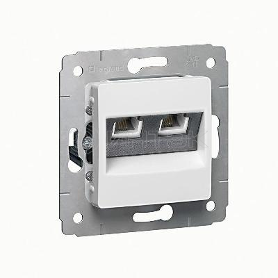 Розетка телефонная 2-м СП Cariva RJ11 4 контакт. механизм бел. Legrand 773639 изображение, фото