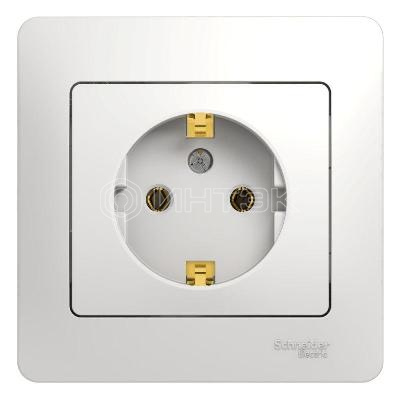 Розетка 1-м СП Glossa 16А IP20 с заземл. в сборе бел.  Systeme Electric GSL000142 изображение, фото