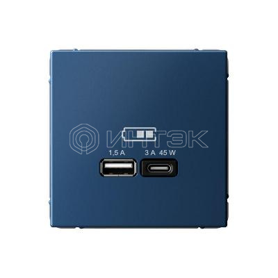 Розетка USB ArtGallery тип A+C 45Вт QC PD высокоскор. ЗУ механизм аквамарин Systeme Electric GAL001129 изображение, фото
