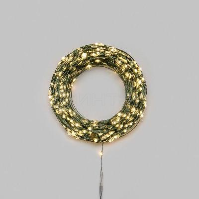 Гирлянда светодиодная "Роса" 100м 1000LED тепл. бел. 7.2Вт 230В IP20 с контроллером провод зел. Neon-Night 303-296 изображение, фото