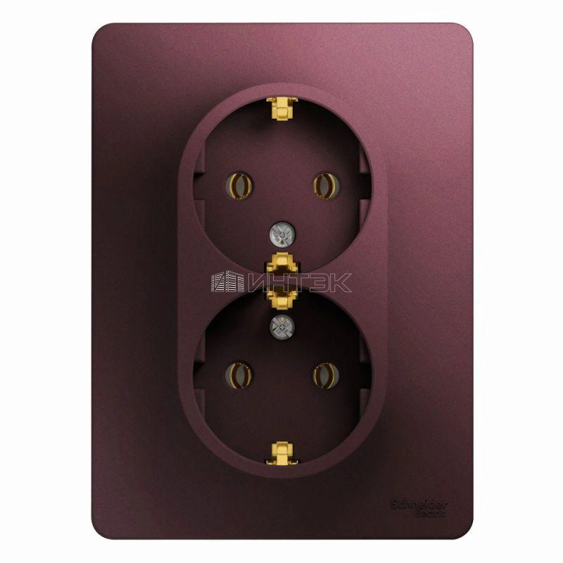 Розетка 2-м СП Glossa 16А IP20 250В с заземл. в сборе баклажан. Systeme Electric GSL001124 изображение, фото