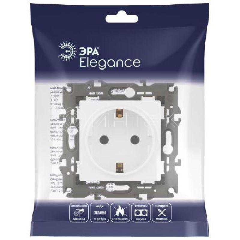 Розетка 1-м СП Эра Elegance 14-2101-01 16А IP20 16AX 250В 2P+E Schuko бел. Эра Б0034264 изображение, фото