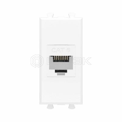 Розетка компьютерная 1мод. Avanti "Белое облако" RJ45 кат.6 без шторок модульная механизм DKC 4400691 изображение, фото