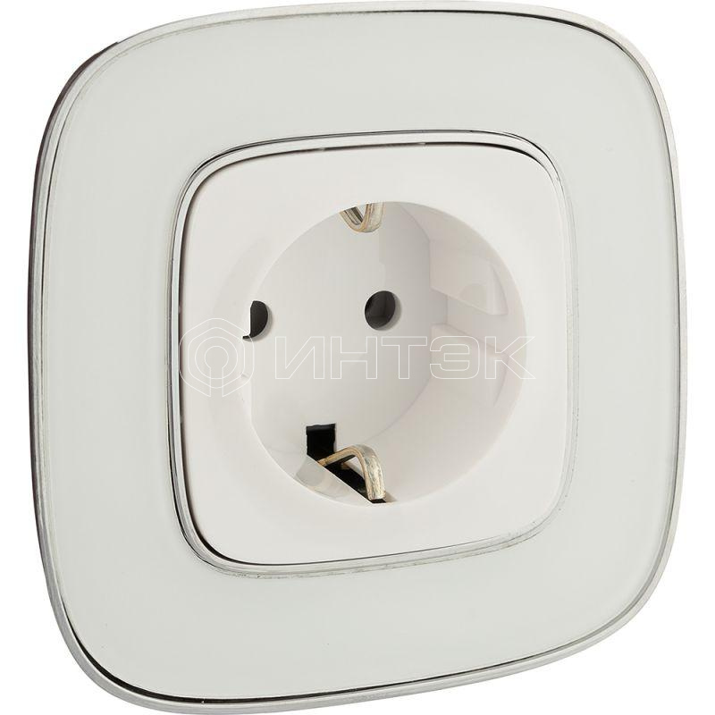 Розетка 1-м СП Valena Allure 16А IP2X 250В 2P+E безвинтов. клеммы с лицев. панелью механизм бел. Legrand 753721 изображение, фото