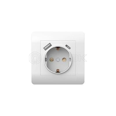Розетка NEW3-E 16А с заземл. защ. шторки с 2-мя заряд. устройствами USB A+C 5В/2.1А бел. CHINT 431552 изображение, фото