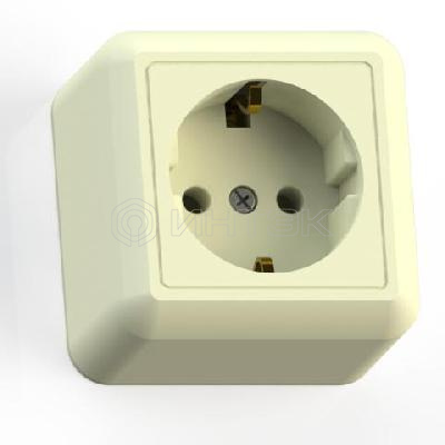 Розетка 1-м ОП Оптима РА16-376 16А IP20 с заземл. с монтаж. пластиной сл. кость Кунцево 8036 изображение, фото