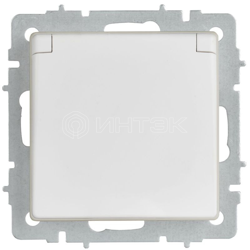 Розетка BRITE РСбш10-3-44-БрАБ 16А IP44 с заземл. защ. шторки с крышкой механизм арктич. бел. IEK BR-R16-16-44-K91 изображение, фото