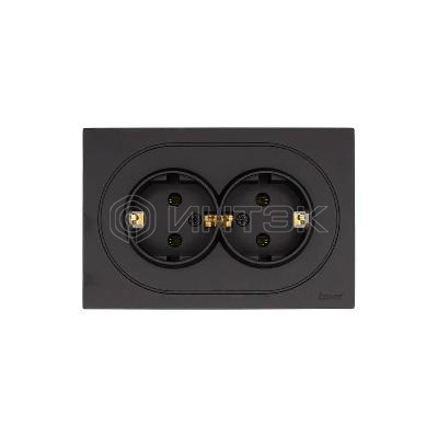 Розетка 2-м СП O Systeme ElectricN с заземл. ПБТ механизм черн. бархат LEZARD 743-4200-127B изображение, фото