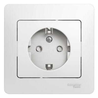Розетка 1-м СП Glossa 16А IP20 с заземл. защ. шторки в сборе бел.  Systeme Electric GSL000144 изображение, фото