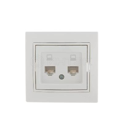 Розетка компьютерная 2-м СП Mira RJ45 бел./бел. LEZARD 701-0202-141 изображение, фото