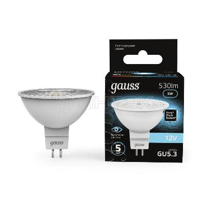 Лампа светодиодная Black 5Вт MR16 софит 4100К нейтр. бел. GU5.3 530лм DC 12В GAUSS 201505205 изображение, фото