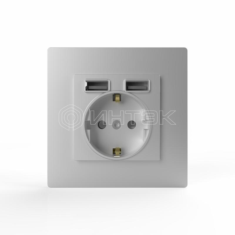 Розетка 1-м СП Pixel IP20 с заземл. с 2-мя заряд. устр. USB тип A+A механизм айс TOKOV ELECTRIC TKE-PX-R1U2A-C34 изображение, фото