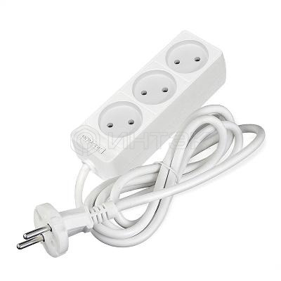 Удлинитель 3х1.5м без заземл. 10А IP20 2.2кВт ПВС 2х0.75 бел. DOMTOK 2370 изображение, фото