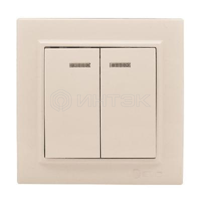 Выключатель 2-кл. СП Минск 10А IP20 с индикатором беж. EKF ERV10-123-20 изображение, фото