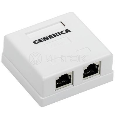 Розетка компьютерная 2-м ОП RJ45 кат.5E FTP GENERICA CS2-1C5EF-22-G изображение, фото