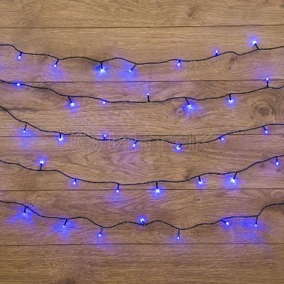 Гирлянда светодиодная "Твинкл Лайт" 15м 120LED син. 6.9Вт 220-240В IP20 с контроллером 8 режимов провод ПВХ темн. зел. Neon-Night 303-053 изображение, фото
