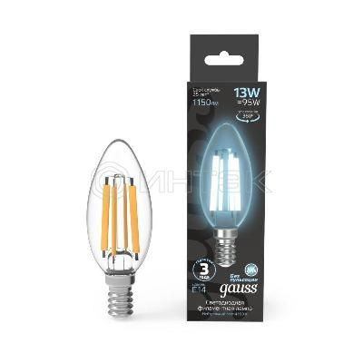 Лампа светодиодная филаментная Black Filament 13Вт свеча 4100К нейтр. бел. E14 1150лм GAUSS 103801213 изображение, фото