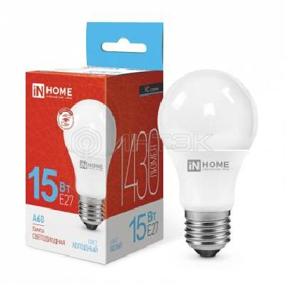 Лампа светодиодная LED-A60-VC 15Вт грушевидная 6500К холод. бел. E27 1430лм 230В IN HOME 4690612020280 изображение, фото