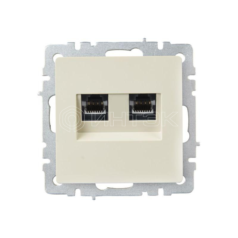 Розетка компьютерная двойн. СП RJ45 кат.5E BRITE РК10-2-БрКр механизм беж. IEK BR-K20-1-K10 изображение, фото