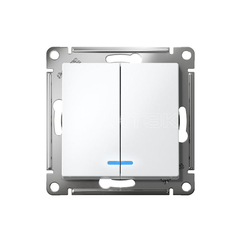 Выключатель 2-кл. СП AtlasDesign 10А IP20 (сх. 5а) 10AX с подсветкой механизм бел.  Systeme Electric ATN000153 изображение, фото