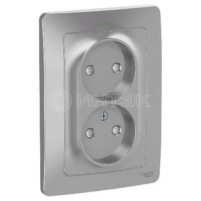 Розетка 2-м СП Blanca 16А IP20 250В без заземл. защ. шторки алюм. Systeme Electric BLNRS000123 изображение, фото