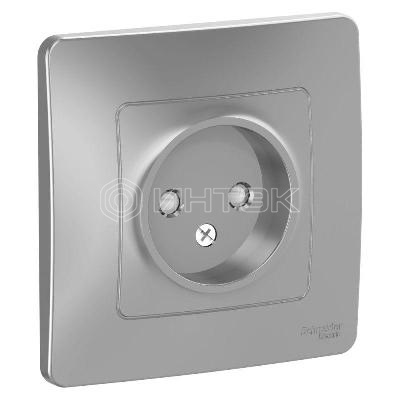 Розетка 1-м СП Blanca 16А IP20 250В без заземл. защ. шторки алюм. Systeme Electric BLNRS000113 изображение, фото