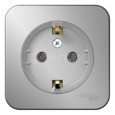 Розетка 1-м ОП Blanca 16А IP20 250В с заземл. без защ. шторок с изолир. пластиной (компакт) алюм. Systeme Electric BLNRA110113 изображение, фото