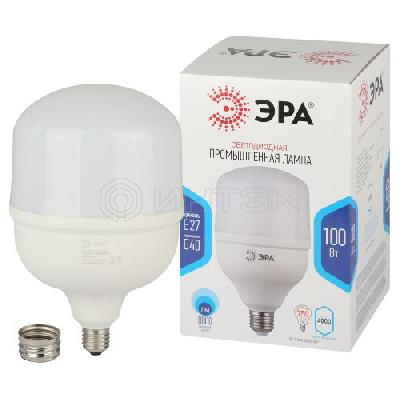 Лампа светодиодная высокомощная STD LED POWER T160-100W-4000-E27/E40 100Вт T160 колокол 4000К нейтр. бел. E27/E40 (переходник в компл.) 8000лм Эра Б0032089 изображение, фото