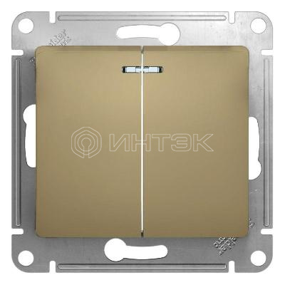 Выключатель 2-кл. СП Glossa 10А IP20 (сх. 5а) 10AX с подсветкой механизм титан  Systeme Electric GSL000453 изображение, фото