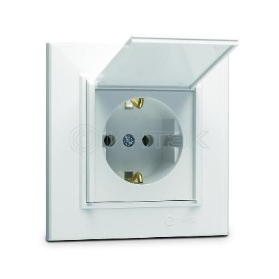 Розетка с/з и крышкой (Керамика) СП Karea 16А IP20 бел. Makel 56001009 изображение, фото