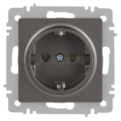 Розетка 1-м СП Accent 6-202-09 16А IP20 250В 2P+E Schuko титан Intro Б0063701 изображение, фото