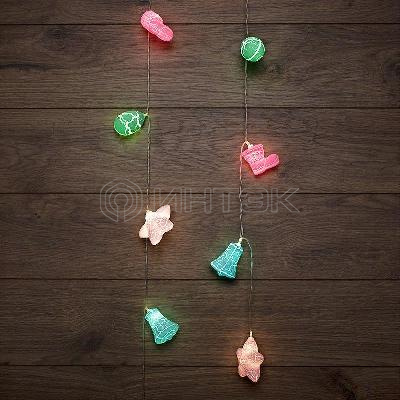Гирлянда светодиодная "Новый год" 1.5м 10LED тепл. бел. 0.1Вт IP20 провод ПВХ прозр. элементы питания 2хAA (не в компл.) Neon-Night 303-081 изображение, фото