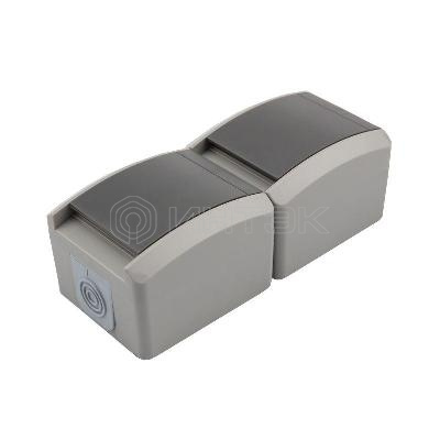 Блок ОП 2 розетки вертик. INDUSTRIAL с заземл. керамика IP54 сер. Kranz KR-78-0616 изображение, фото