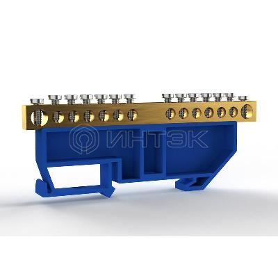 Шина нулевая на DIN-изоляторе 6х9мм 14 отвер. латунь TOKOV ELECTRIC TKE-BCB-69-14-DIN/N изображение, фото