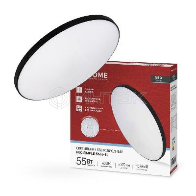 Светильник светодиодный NEO SIMPLE-5565-BL 55Вт 6500К 4400лм 230В 375х59мм черн. IN HOME 4690612060835 изображение, фото