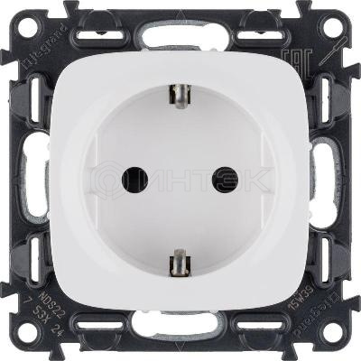 Розетка 1-м СП Valena Allure 16А IP20 250В 2P+E винтов. клеммы с лицев. панелью механизм бел. Legrand 753724 изображение, фото