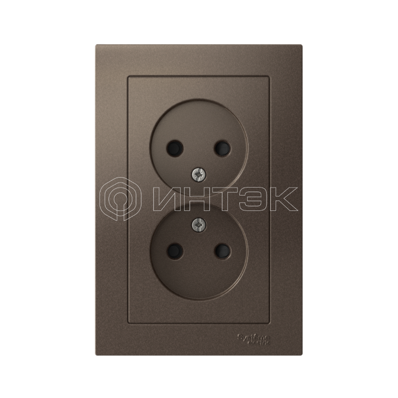 Розетка 2-м СП AtlasDesign 16А IP20 без заземл. защ. шторки в сборе мокко Systeme Electric ATN000622 изображение, фото