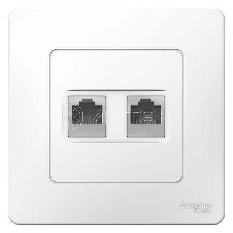 Розетка компьютерная + телефонная 2-м СП Blanca RJ45 кат.5E + RJ11 бел. Systeme Electric BLNIS045111 изображение, фото