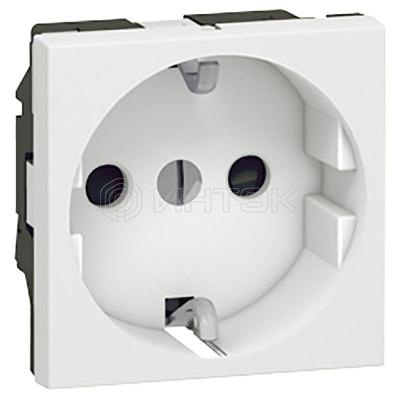 Розетка 1-м СП 2мод. Mosaic 16А IP20 2P+E с заземл. защ. шторки немецк. стандарт винтов. клеммы механизм бел.  Legrand 077213 изображение, фото