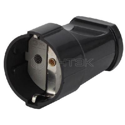 Розетка кабельная с заземл. прямая 16А черн. Rx2-B ЭРА Б0039683 изображение, фото