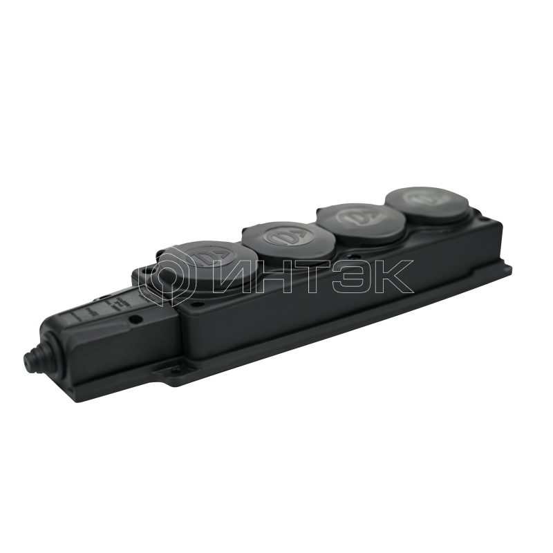 Колодка удлинителя 4-м MultiSet 16А 250В IP44 с заземл. каучук черн.  Systeme Electric MST4104BK изображение, фото