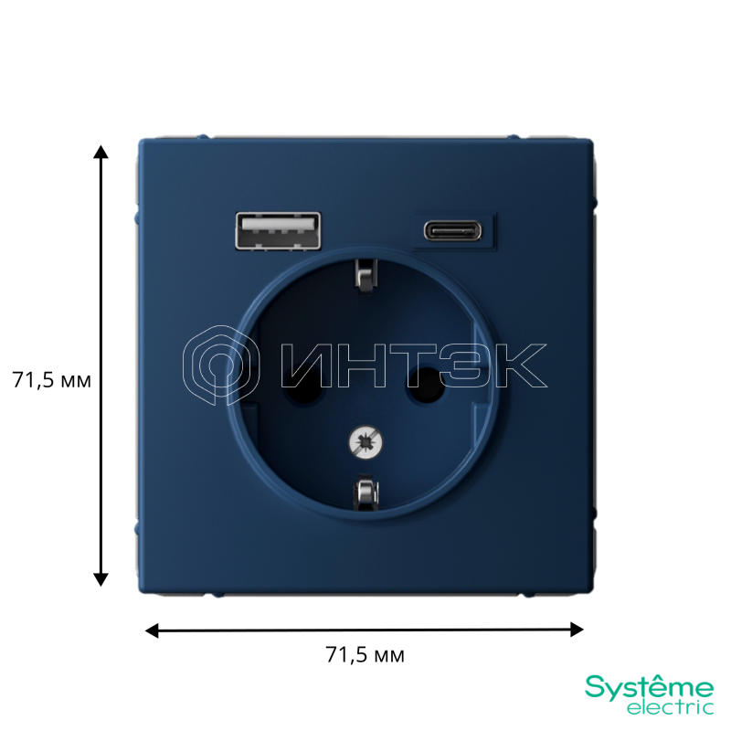 Розетка ArtGallery 16А с 2-мя заряд. устройствами USB A+C 5В/2.4А/3А 2х5В/1.5А механизм аквамарин Systeme Electric GAL001132 изображение, фото