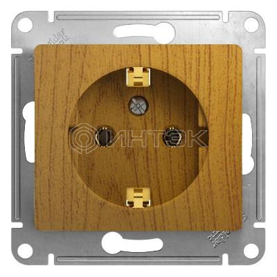 Розетка 1-м СП Glossa 16А IP20 с заземл. механизм дерево дуб  Systeme Electric GSL000543 изображение, фото