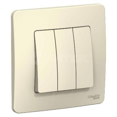 Выключатель 3-кл. СП Blanca 10А IP20 (сх. 1+1+1) 250В молочн.  Systeme Electric BLNVS100502 изображение, фото