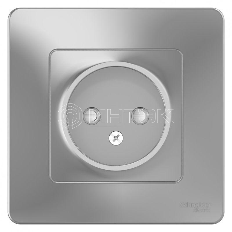 Розетка 1-м СП Blanca 16А IP20 250В без заземл. защ. шторки алюм. Systeme Electric BLNRS000113 изображение, фото
