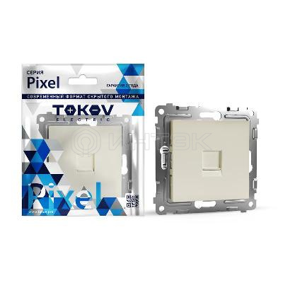 Розетка компьютерная 1-м СП Pixel RJ45 кат.5E механизм беж. TOKOV ELECTRIC TKE-PX-RC1-C02 изображение, фото