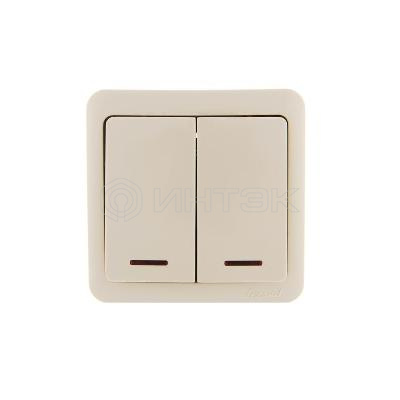 Выключатель 2-кл. 1п ОП Viola 10А IP20 с подсветкой крем. LEZARD 751-0300-112 изображение, фото